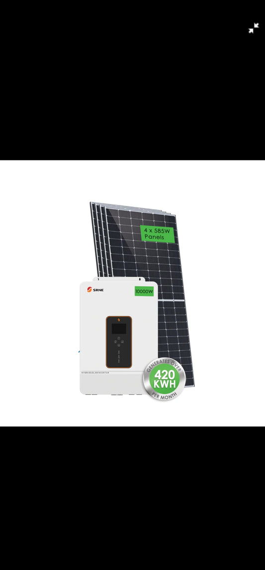 2340W SRNE Hybrid Solar Power Kit W- 10KW Hybrid Inverter (Generates over 420KWH Per Month) – EXPANDABLE