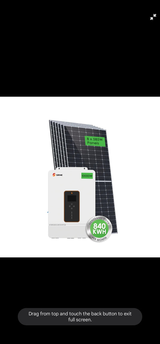 4680W SRNE Hybrid Solar Power Kit W- 10KW Hybrid Inverter (Generates over 840KWH Per Month) – EXPANDABLE