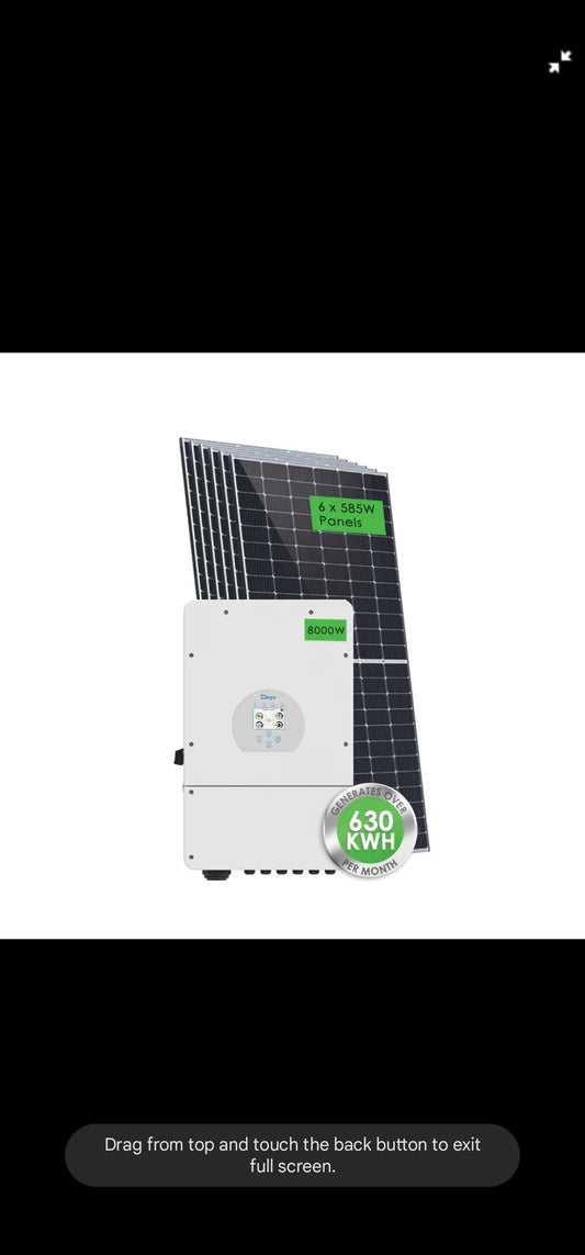 3510W Deye Hybrid Solar Power Kit W- 8KW Hybrid Inverter (Generates over 630KWH Per Month) – EXPANDABLE
Sale